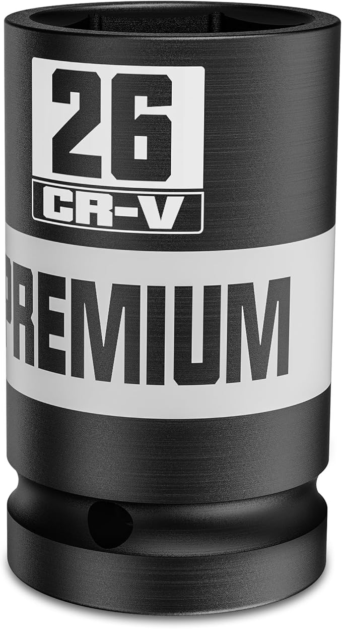 3/4" Drive 6 Point Impact Socket, 26mm Deep Socket, Metric, CR-V, Automotive Maintenance Machinery Manufacturing