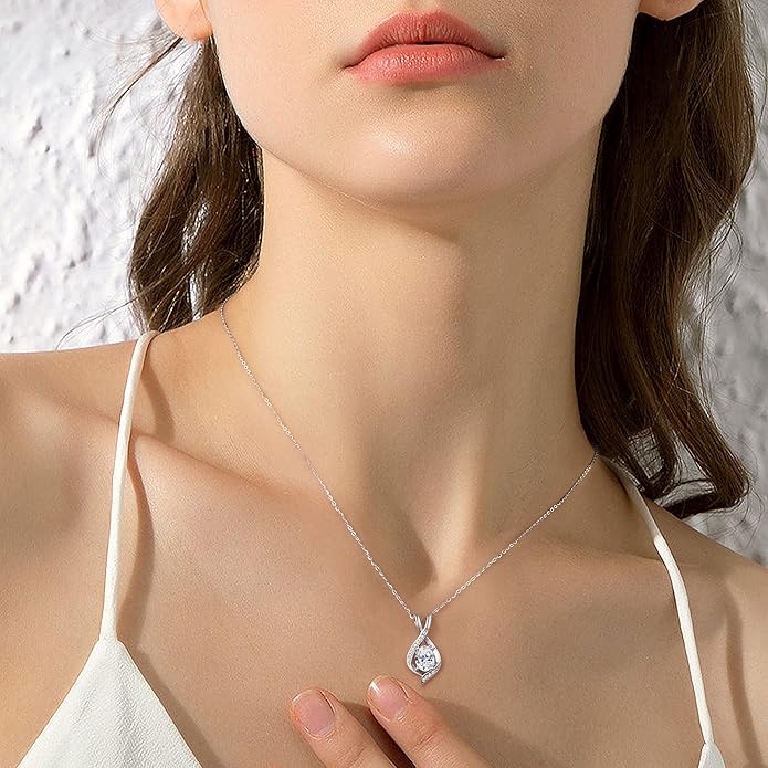 SMILEST Oval Sparkle Birthstone Pendant Necklace, 925 Sterling Silver Gemstone Pendant Anniversary Birthday Gifts for Women Wife Girlfriend Mom Grandma Birthstone Necklace for Women Jewelry Gifts