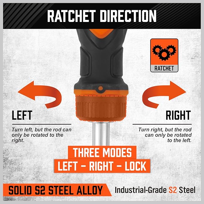 HORUSDY Magnetic Ratcheting Screwdriver Set: 14-in-1 Bits & 1/4" Driver, Multi-Sized Phillips, Slotted, Square, Torx, Hex for Garage & Daily Repair