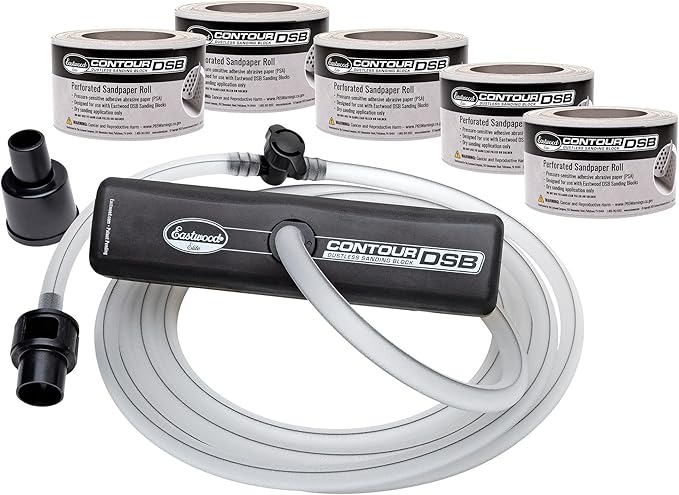 Eastwood Elite Contour DSB Dustless Auto Body Sanding Block Kit with Sandpaper | Automotive Sanding Blocks and Contour Hand Sander for Drywall & Autobody | 40, 80, 320, 180, 400 Grit Sandpaper