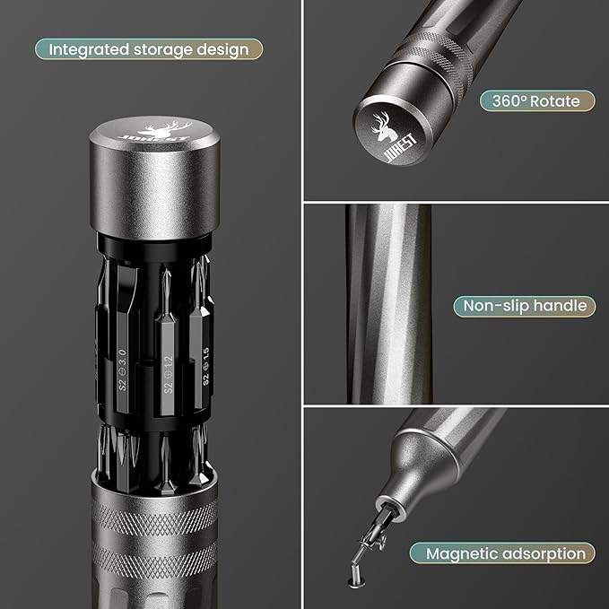 JOREST 32 in 1 Multi Bit Small Precision Screwdriver Set, Tool Gifts for Men Dad Him, Christmas Stocking Stuffer, EDC Pen Screwdriver for Glasses, Watches, MacBook, Laptop, PS5, Xbox, Electronics