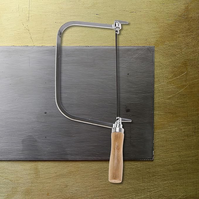 Japanese Hand Saw Woodworking Coping Saw with Wooden Handle for Precision Cutting Includes Replacement Blades for PVC Light Metals Suitable for DIY and Professional Use