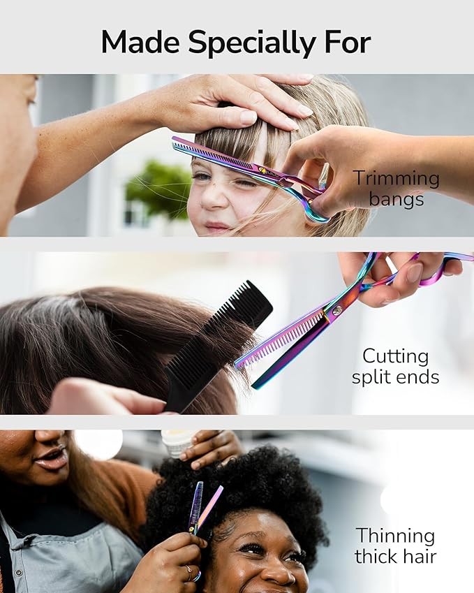 ULG Hair Thinning Scissors Professional Barber?셲 Texturizing Teeth Shears for Hairdressing, Salon and Home Use Thinning Shears for Hair Cutting, Made of Japanese Stainless Steel, 6.5 inch