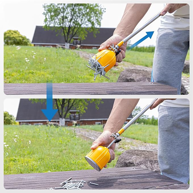 Magnetic Pickup Tool, 180째 Rotating Head, 10LB Heavy Duty Magnet Stick with Handle, Extendable Magnet Wand for Nails, Screws & Metal Objects, Strong Magnetic Tool for Mechanics & Home Use (Yellow)