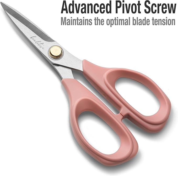 Beaditive Sewing Scissors - 6-Inch Stainless Steel Fabric Scissors - Professional Scissors With Serrated Blade for Cloth Cutting & Quilting - Comfortable Craft Tailor & Dressmaker Shears ??Light Coral