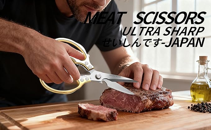 Kitchen Scissors, Multi-All Purpose Japan Kitchen Shears, Heavy Duty Dishwasher Safe Food Scissors for Chicken, Poultry, Fish, Meat & Herbs Christmas Gifts for Men Women Mom Dad