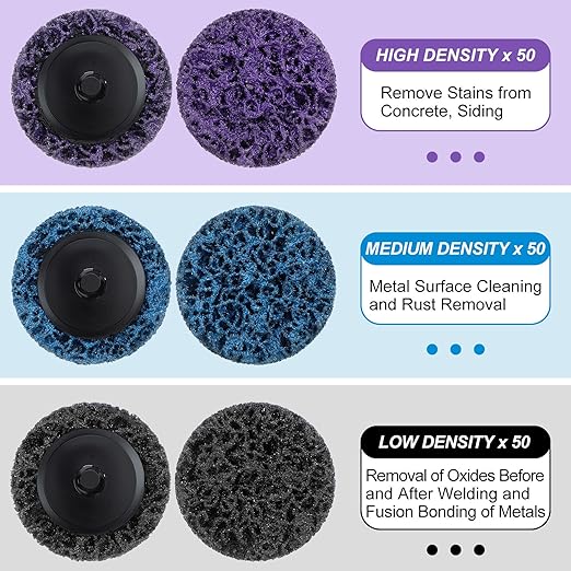 Macarrie 150 Pcs 2 Inch Surface Conditioning Sanding Discs Quick Change Fine Medium Coarse Sanding Pads Die Grinder Accessories for Surface Strip Grind Polish Burr Finish(Diamond)