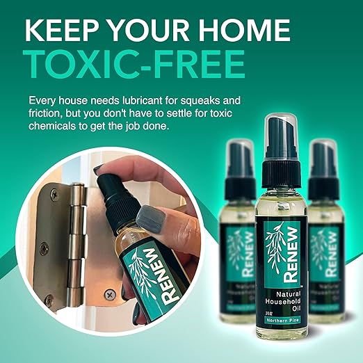 H흲MPURE짰 Renew Natural Household Oil Northern Pine Scent - Eco-Conscious All-Purpose Lubricant Spray for Doors, Hinges & Locks - Natural Penetrating Oil for Smooth, Long-Lasting Lubrication