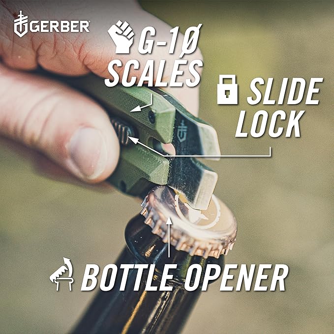 Gerber Gear Prybrid Utility Knife with Pry Bar, EDC Multi-Tool Pocket Razor Knife with Retractable Blade, Green