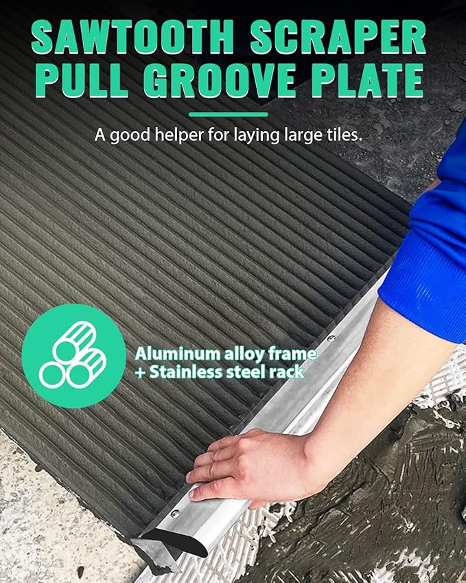 Tile Tools 24'' Large Tile Trowel 2/5" x 2/5" Square Notch Trowel Tile Adhesive Spreader, Perfect for Large Tiles Flooring & Tiling Masonry Hand Trowel