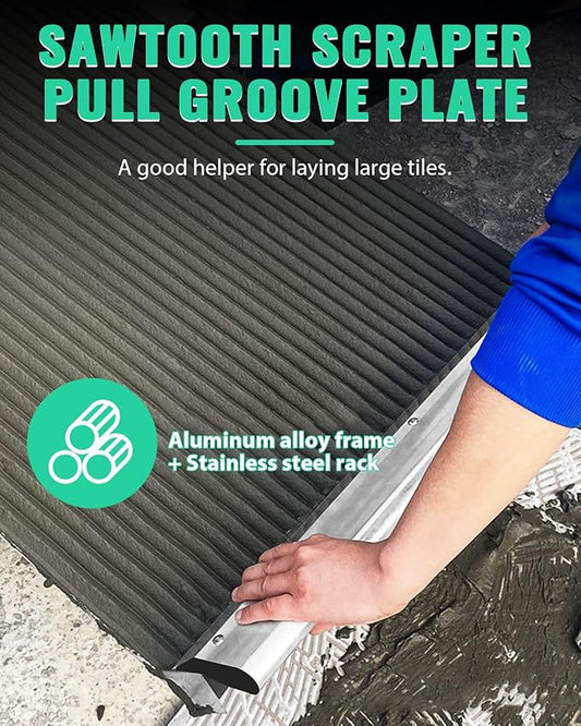 Tile Tools 24'' Large Tile Trowel 2/5" x 2/5" Square Notch Trowel Tile Adhesive Spreader, Perfect for Large Tiles Flooring & Tiling Masonry Hand Trowel