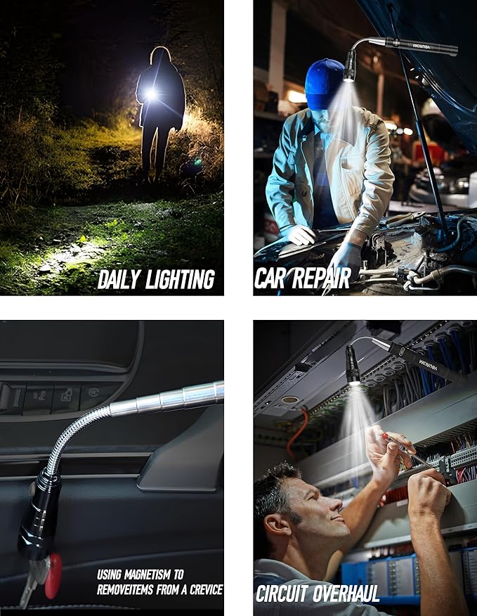 Christmas Stocking Stuffers for Adults, Magnetic Pickup Tool with 3 LED Lights, Telescoping Magnet Flashlight Gifts Dad Gifts from Daughter Son Wife, Cool Gadgets for Men 2024, Birthday Gifts for Men
