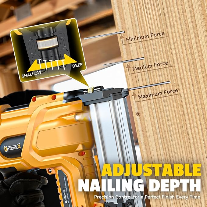 18GA Cordless 2" Brad Nailer Compatible with DeWalt 20V (Tool Only), 2-in-1 Nail & Staple Gun, Tool-Free Jam, Adjustable Depth, 2 Modes with 400 Nails/Staples for Woodworking,Trim,Carpentry