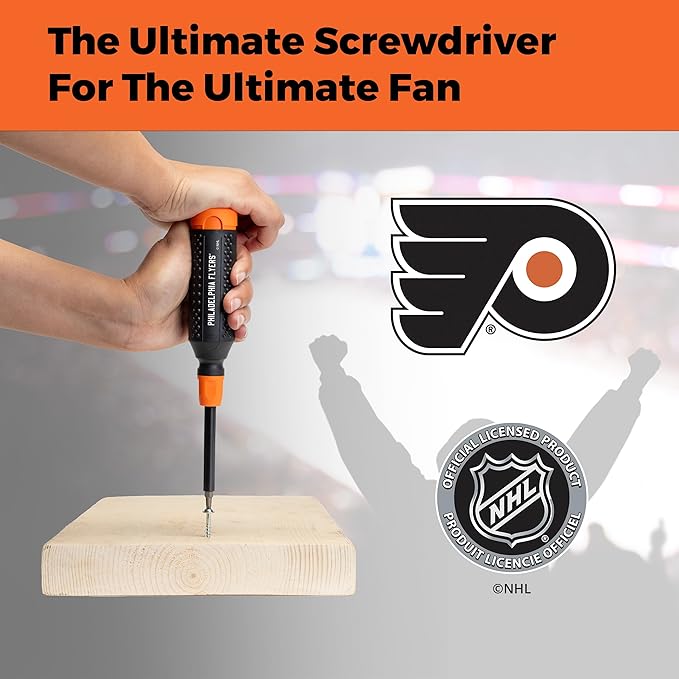 MEGAPRO짰 NHL짰 Team Edition Multi-bit Screwdriver | Officially Licensed NHL짰 Gear | Durable, Ergonomic, Pro-Grade Screwdriver (Philadelphia Flyers짰)