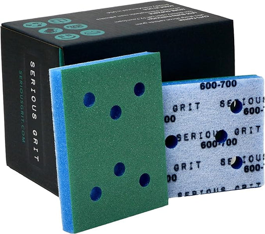 Serious Grit - 3" x 4" Foam Abrasive 600-700 Finish Sanding Pads - Fits Surfprep, Uneeda Ekasand, & Mirka - 1/2" Thick Soft Foam Hook & Loop Sandpaper Pads for 3x4 Sanders - Made in USA - 10 Per Box