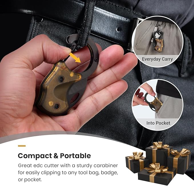 Small Pocket Knife, Cool Box Cutter with 1.34 inch Sharp Blade, EDC Knives Tool for Everyday Carry (Amber)
