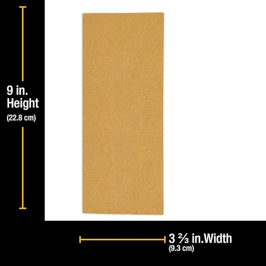 Dura-Gold Premium 1/3 Sheet Gold Sandpaper Sheets, 60 Grit (Box of 16) - 3-2/3" x 9" Size Hook & Loop Backing, Wood Furniture Woodworking, Auto Paint - Jitterbug Sanders, Clip-On, Hand Sanding Blocks