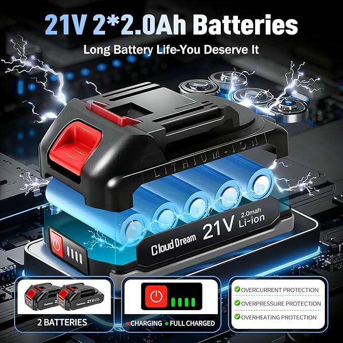 Cordless Ratchet Wrench, 4-inch Extended Ratchet Wrench with 2x 2.0Ah Battery,45FT-LBS (60N.m)Variable Speed Power Ratchet Driver Set with 6 Sockets,1/4 Adaptor, 3"Extension Bar (Blue-4in)