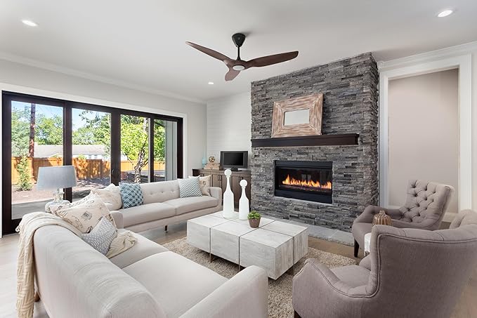 Big Ass Fans ??Haiku L, Smart Ceiling Fan ??Energy Efficient Cooling for Home, Bedroom, Office, Living Space, and More ??16 Lighting Settings with 7 Speed Settings ??52??- Caramel/Black