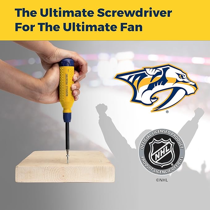MEGAPRO짰 NHL짰 Team Edition Multi-bit Screwdriver | Officially Licensed NHL짰 Gear | Durable, Ergonomic, Pro-Grade Screwdriver (Nashville Predators짰)