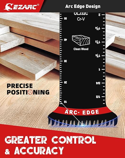 EZARC Japanese Tooth Oscillating Saw Blades, 10 PCS Extra-Long Arc Edge Oscillating Multitool Blades Clean Cut for Wood and Plastic, Universal Quick Release Multi Tool Blades Kits
