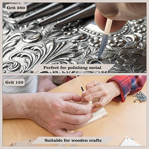 50 Pcs Sanding Sticks, Double End Matchsticks Sanding Twigs, Fine Detailing Sanding Tools for Tight Spaces Plastic Models Wood, 120/280 Grit 5.4 x 0.2 Inch