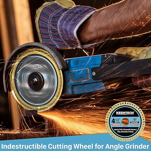 KEENTECH 4-1/2 Inch Indestructible Cut Off Disc for Angle Grinder, 7/8" Arbor, All-Purpose Cutting Disc for Metal, Stone, Tile, Wood, Concrete & PVC, 3-Pack