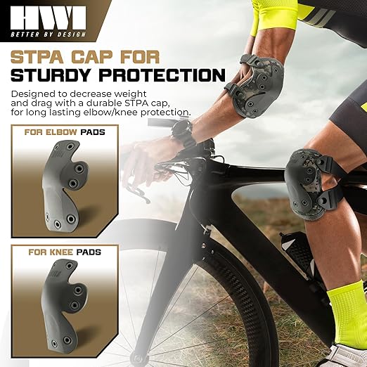 HWI Gear Next Generation Elbow/Knee Pads for Protection: Combat, Mechanics, Construction, Hunting, Landscaping, Outdoor Survival, Heavy Duty Industrial Grade, Adjustable