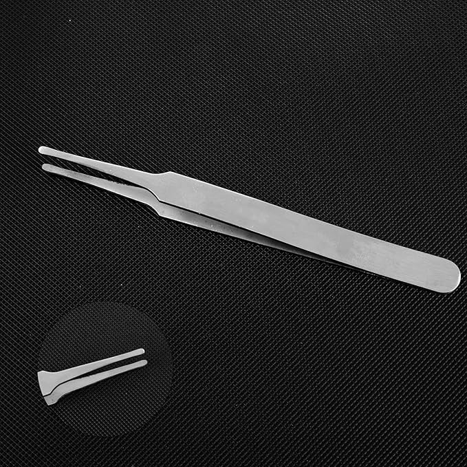 3Pcs Precision Tweezers Set, Stainless Steel Reverse Tweezers for Crafting Extra Fine, Angled, Blunt Tips for DIY Crafts Jewelry Making Beading Laboratory Work, Needle Nose Tweezer