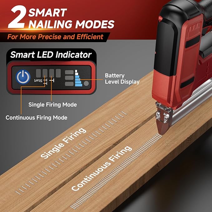 2-in-1 Cordless 18GA Brad Nailer & Crown Stapler ??Compatible with Milwaukee 18V Battery (No Battery) ??Nail Gun/Staple Gun Battery Powered with 1200 Nails/Staples for Woodworking, DIY and Upholstery