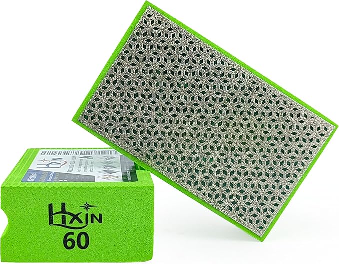 Diamond Hand Polishing Pad Diamond Sanding Block Foam Backed Diamond Sponge Sanding Pads for Wet or Dry Grinding polishing for Granite Marble Stone Tile Glass Ceramic (1, 60# Cubic)