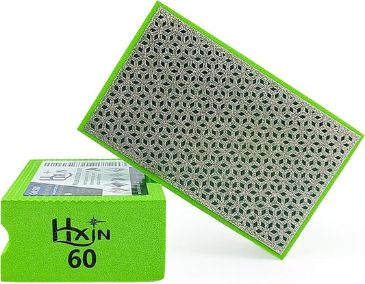 Diamond Hand Polishing Pad Diamond Sanding Block Foam Backed Diamond Sponge Sanding Pads for Wet or Dry Grinding polishing for Granite Marble Stone Tile Glass Ceramic (1, 60# Cubic)
