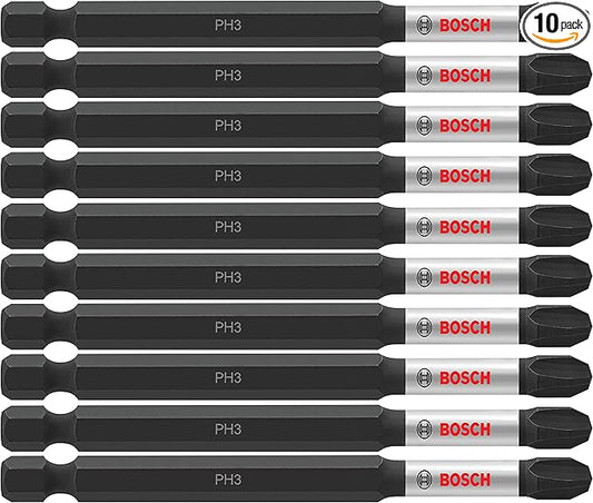 BOSCH ITPH335B 10-Pack 3-1/2 In. Phillips #3 Impact Tough Screwdriving Power Bits