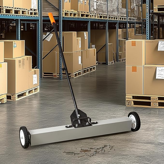 HARDK 36'' Heavy-Duty Rolling Magnetic Sweeper with Wheels, Telescoping Handle,Large Push-Type Magnet Pickup Sweeper with release,- 55Lbs for Workshop, Yard,Lawn, Garage, Floor, Nails,Screws