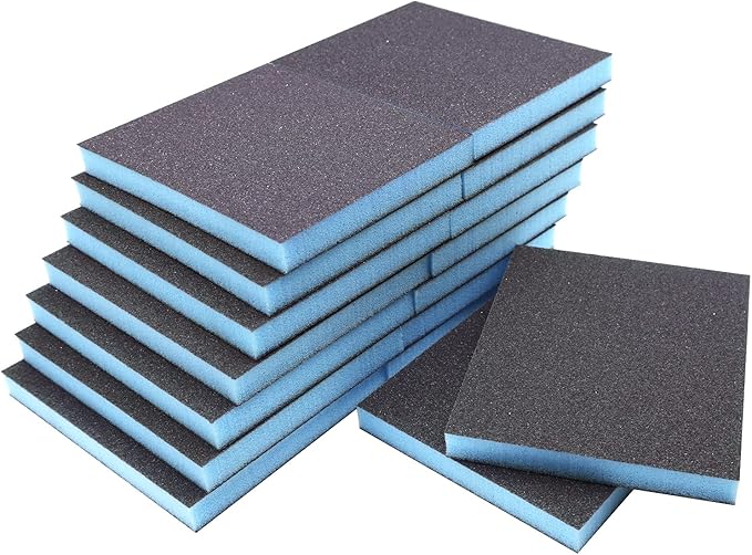 16Pcs 100 Grit Sanding Sponge, Jamiikury Medium Sanding Blocks Washable and Reusable, Wet Dry Sandpaper Sponge for Wood Metal FurniturePaint and Drywall