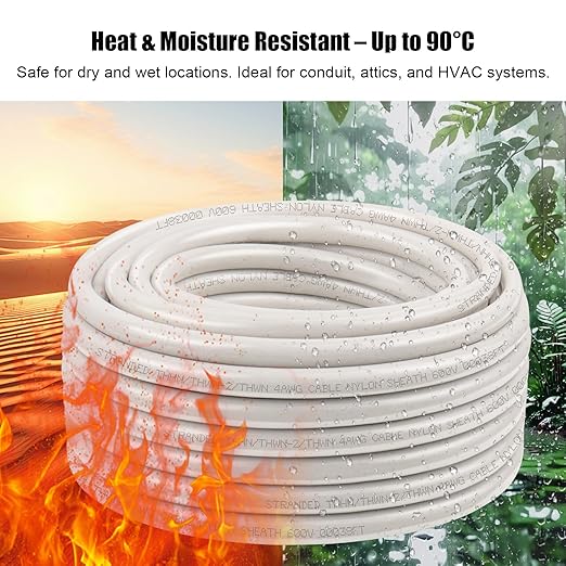 4AWG THHN Electrical Wire 25FT ??Stranded Bare Copper Conductor with PVC and Nylon Insulation, Heat and Oil Resistant Cable for Indoor & Outdoor Wiring