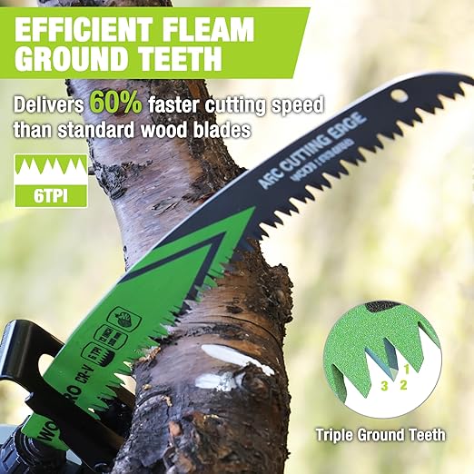 WORKPRO 12" Japanese Teeth Wood Pruning Reciprocating Saw Blades Set, Arc Cutting Edge 6TPI Pruning Saw Blades for Tree Pruning, Wood Cutting, Durable & Sharp, 5 Pack