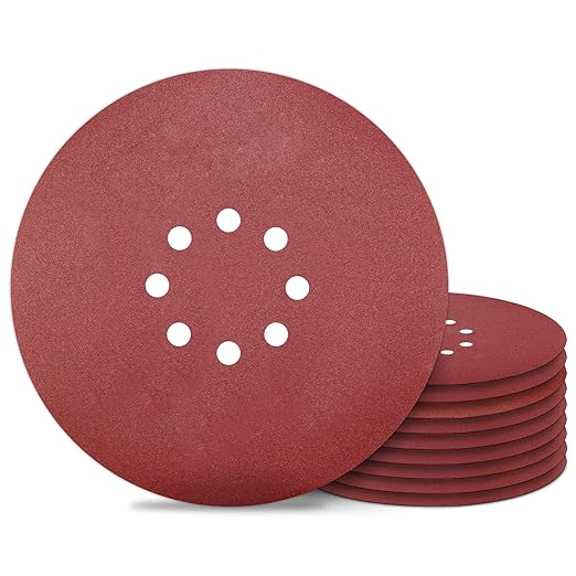 Awutzut 9 inch Sanding Discs 240 Grit 8 Holes Hook and Loop Sandpaper for Drywall Sander 10Pack