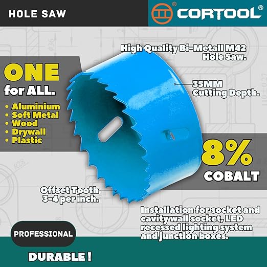 1-1/4 Inch Hole Saw with Arbor for Metal and Wood Cutting, Bi-Metal Hole Cutter, 1-1/4" Hole Saw Kit for Drywall, Wood, PVC Boards, Fiberglass and Vent Pipes