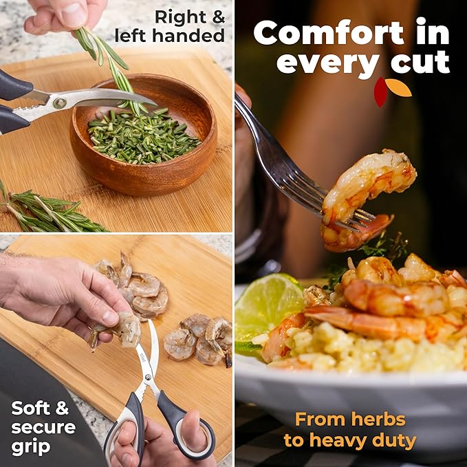 Gidli Chef Knife and Kitchen Shears Set ??Ultra Sharp 8??Chef Knife with Knife Sharpener + Heavy Duty Kitchen Scissors & Seafood Scissors ??Premium Stainless Steel Cooking Set ??Gift Ready