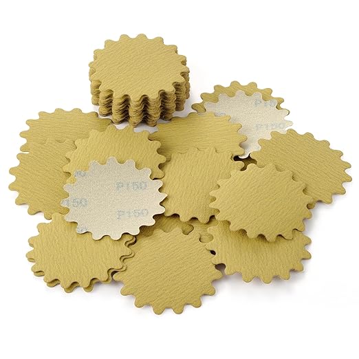 MAXMAN 50 PCS Hook and Loop Sanding Discs, 3-Inch Flex Edge Wavy Sander Pads Alumina Orbital Sandpaper 150 Grit - Perfect for Sanders Hand Drill, Bowl Sanders & Woodworking Wood Auto, No Hole