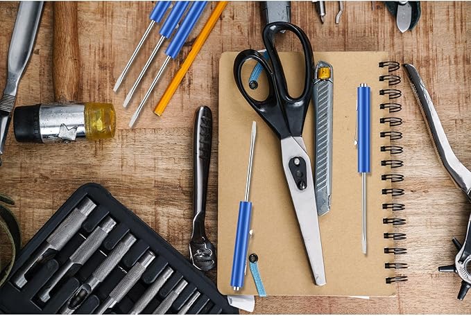 36 Pieces Pocket Screwdriver Mini Tops and Pocket Clips Magnetic Slotted Small Screw Driver with a Single Blade Head for Mechanical, Electrician (Blue)