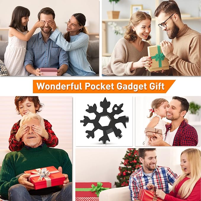 Dusor Gifts for Men Him Dad Husband, 18-in-1 Snowflake Multitool, Stocking Stuffers for Adults, Mens Gifts for Christmas, Gift for Dad Who Want Nothing, White Elephant Gift for Adults, Tools for Men