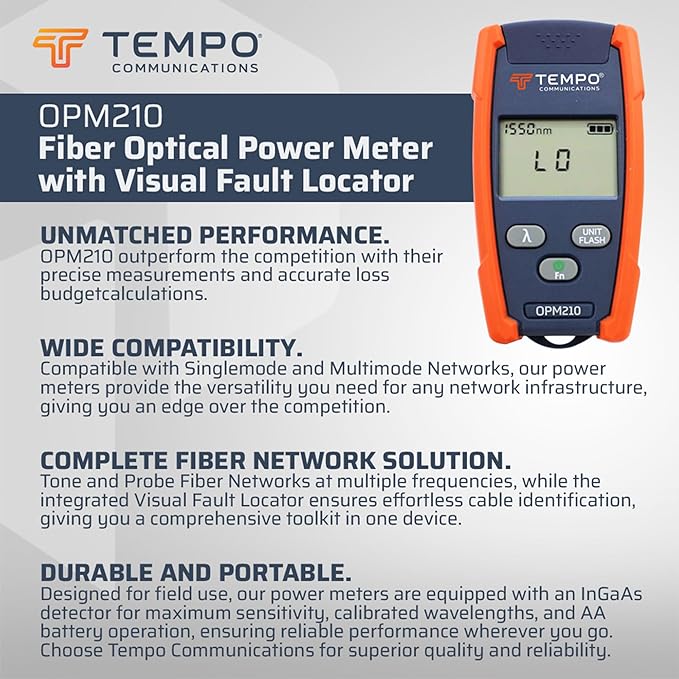 TEMPO FTK-PP Pro Plus Fiber Tool Kit, Ultimate Professional Fiber Optic Tools Set with Micro OPM and VFL (Fiber Termination Kit)