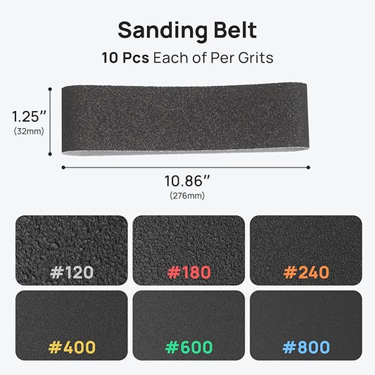 HOZO NeoBlock Premium Gift Combo ??1 Handle + 3 Swappable Heads (Basic, Pro, Expert) with 60Pcs Sanding Belts (120/180/240/400/600/800 Grit, 10 Each), Gift-Box Packaging for DIY & 3D Printing Lovers