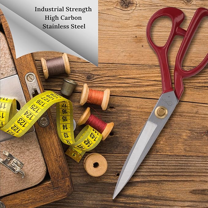 Professional Fabric Scissors 9'' - Heavy Duty Sewing Shears with High Carbon Steel Blades for Precise Cutting, Tailoring,Crafts, Industrial Strength Use, Sharp Precision Dressmaking Tools