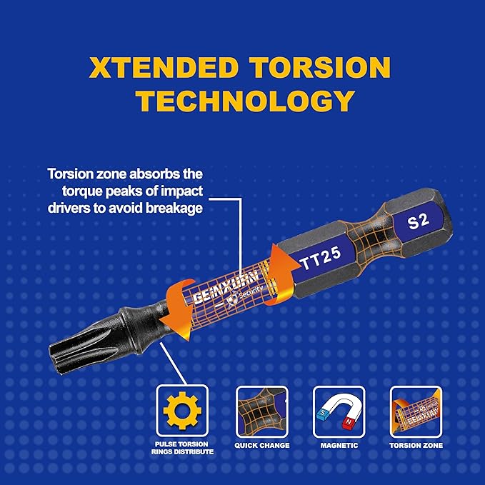 Impact Security Torx Screwdriver Bits Set,22 Pcs Magnetic (T7-T40) S2 Steel Multi Hollow Star Insert Power Bit Tips with Bit holder and Storage Organizer