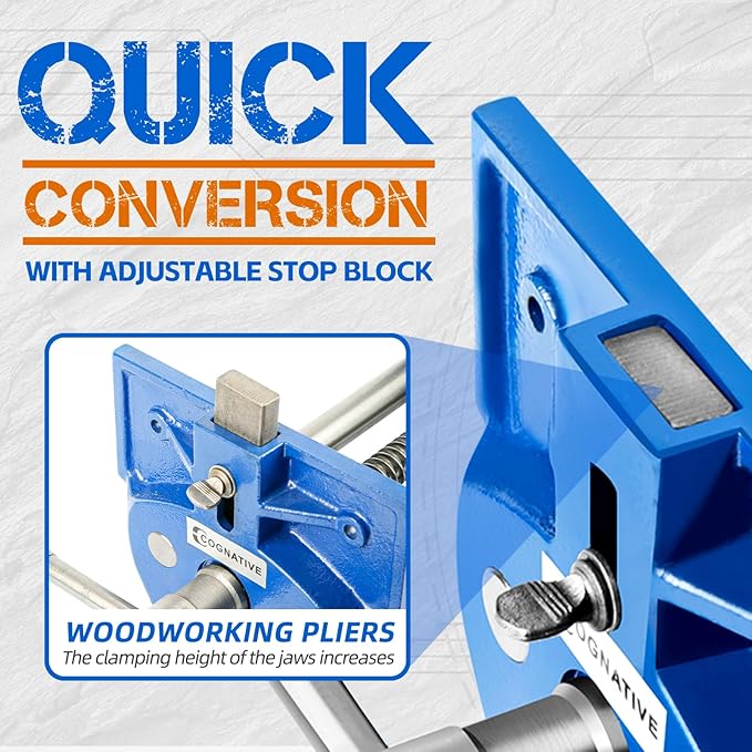 COGNATIVE 7 Inch Woodworking Vise, Heavy-Duty Cast Iron Wood Working Vise Quick Release Lever for Workshop and Home Use