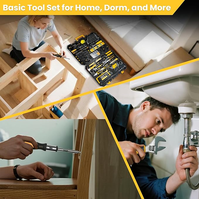 Tool Set with Screwdrivers, Ratchet Wrenches, Socket Wrenches, Hand Saw, Hammer ??General 168-Piece Tool Kit for Home, Car, Dorm, Motorcycle, Plumbing Repairs