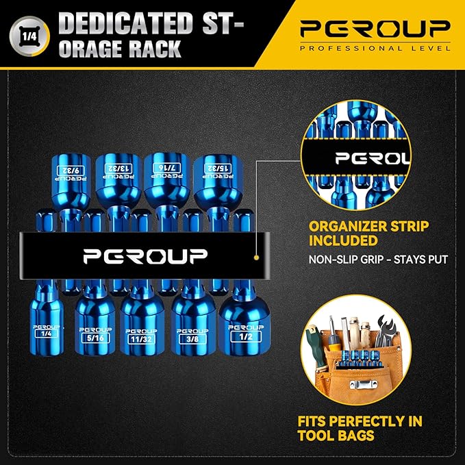 9 PCS Impact Magnetic Nut Driver Set, SAE (1/4??- 1/2?? Impact Driver Bit Set, 1/4 Inch Hex Shank Drill Socket Set, Nut Driver Set For Impact Drill